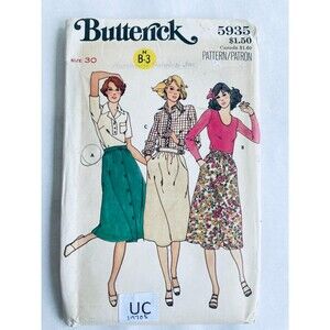 Vintage 70s Butterick Sewing Pattern 5935 Misses A Line Skirt Sz 30 UNCUT Sew